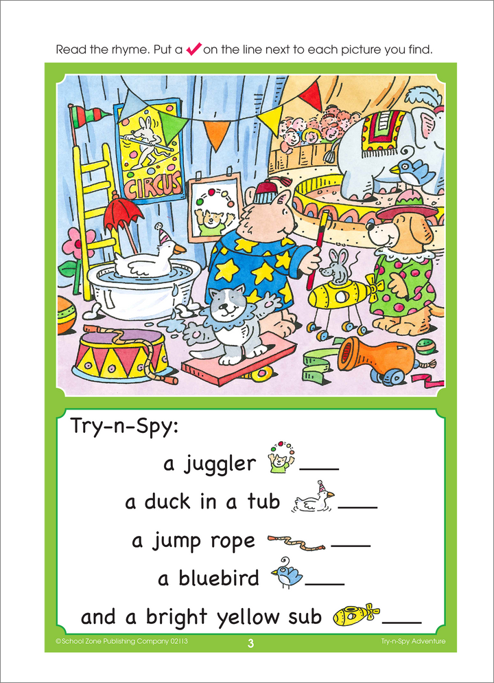 The colorful activities in Try-n-Spy Adventure enhance focus and motivation!
