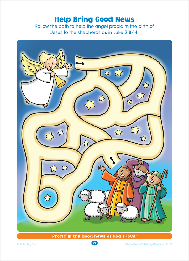 Preschoolers and kindergartners will discover hours of fun and learning with Bible Mazes!