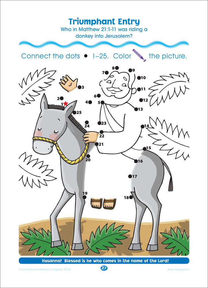 Delightful illustrations and concepts make Bible Dot-to-Dots! 1-25 a multi-purpose learning tool!