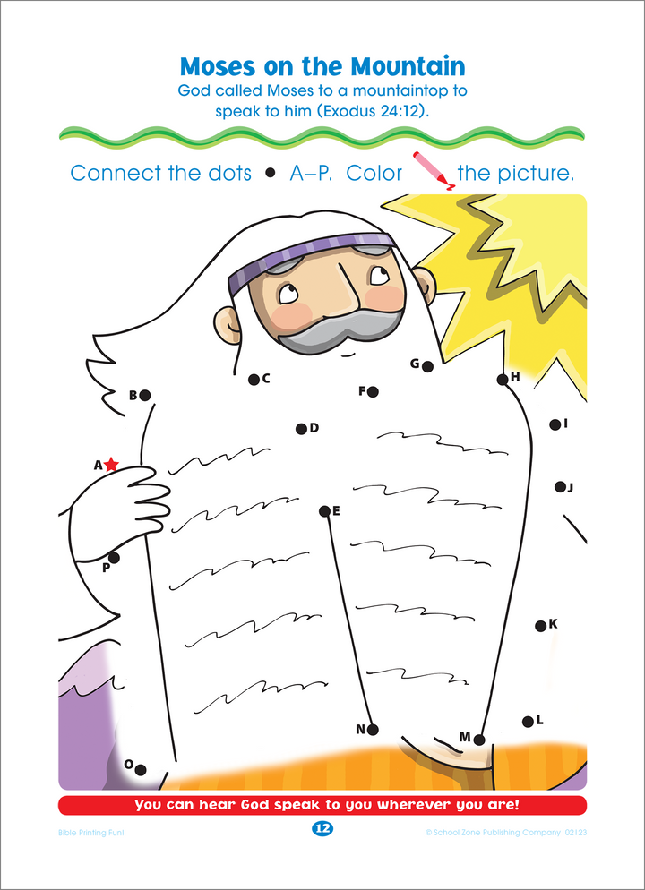 Delightful illustrations and concepts make Bible Dot-to-Dots! ABCs a multi-purpose learning tool!