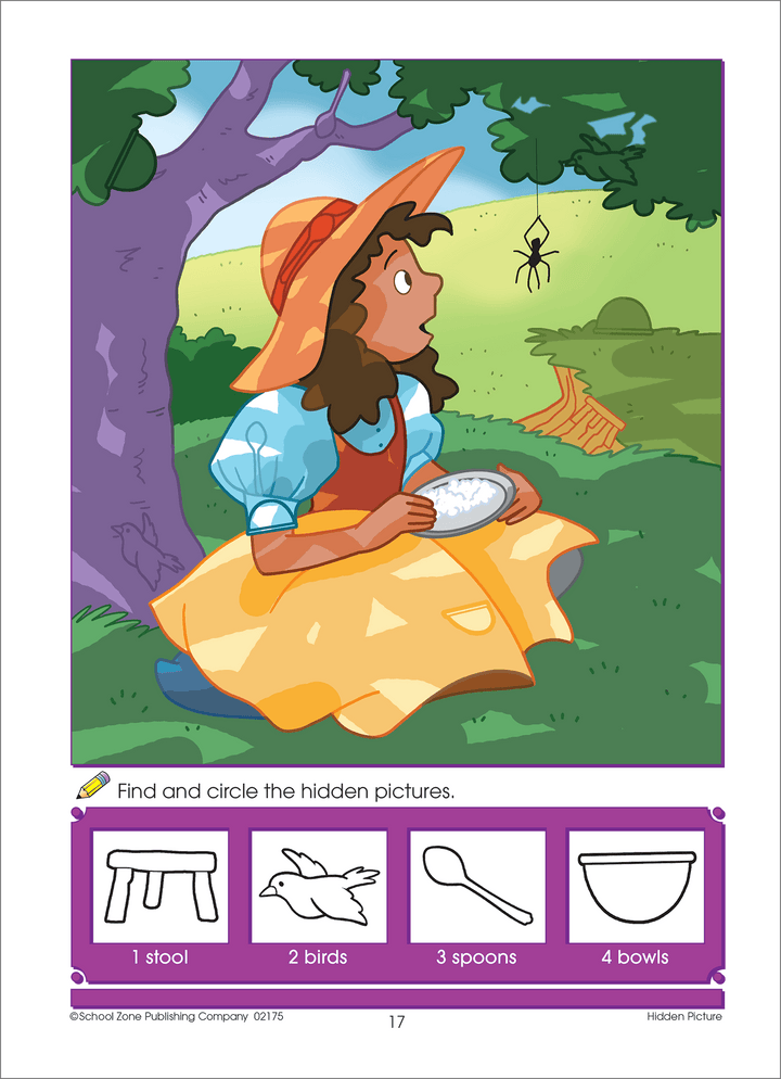 Kids will love the bold, colorful illustrations in Nursery Rhymes - Dot-to-Dots & Hidden Pictures Workbook.