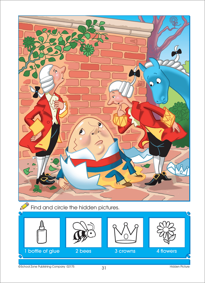 Climb aboard Nursery Rhymes - Dot-to-Dots & Hidden Pictures Workbook and watch skills grow.