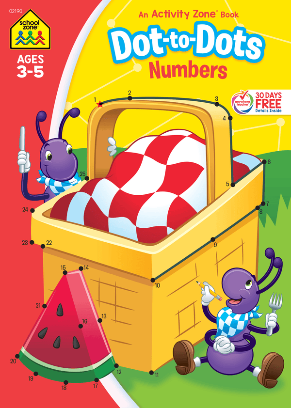 This playful Dot-to-Dots Numbers Activity Zone Workbook makes learning fun!