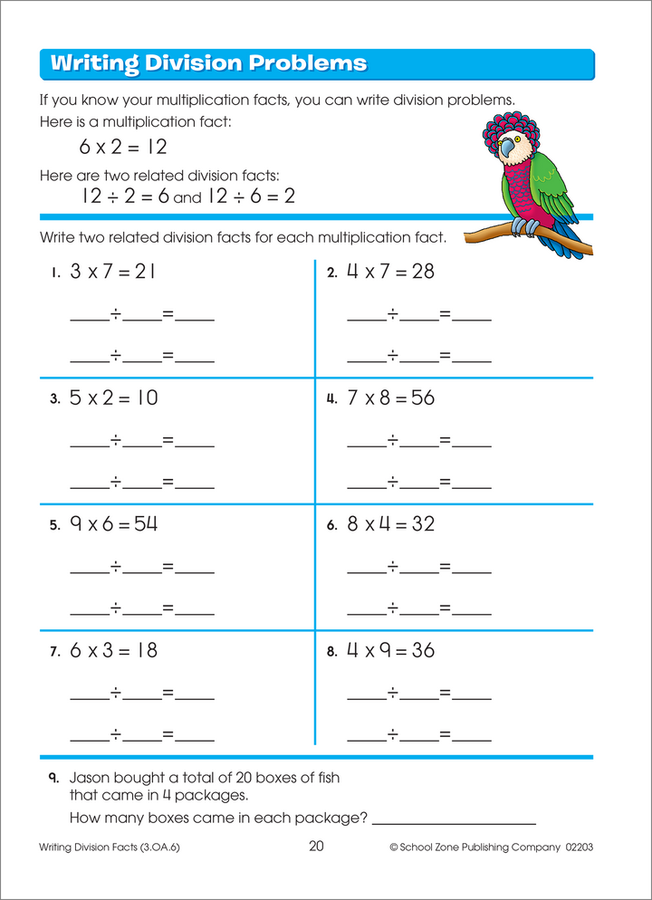 This Math Basics 3 Deluxe Edition Workbook strengthens multiplication and division skills.