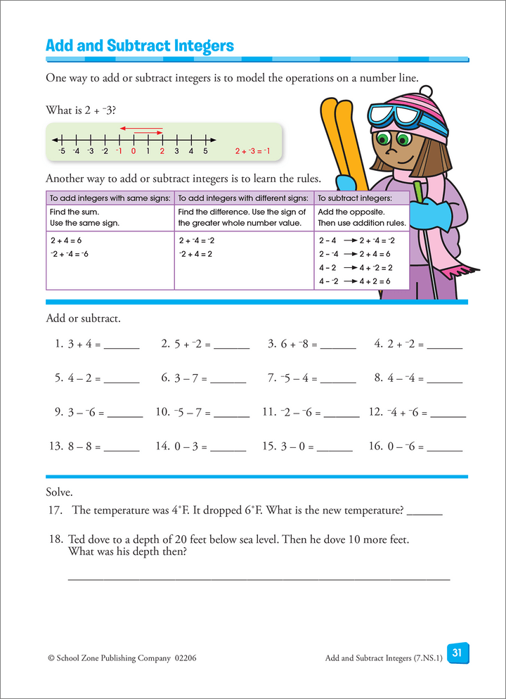 A variety of strategies in Math Basics 6 Deluxe Edition Workbook help reinforce concepts.