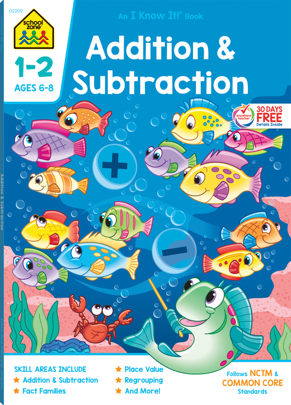 Addition & Subtraction 1-2 Deluxe Edition Workbook helps build a solid math foundation.