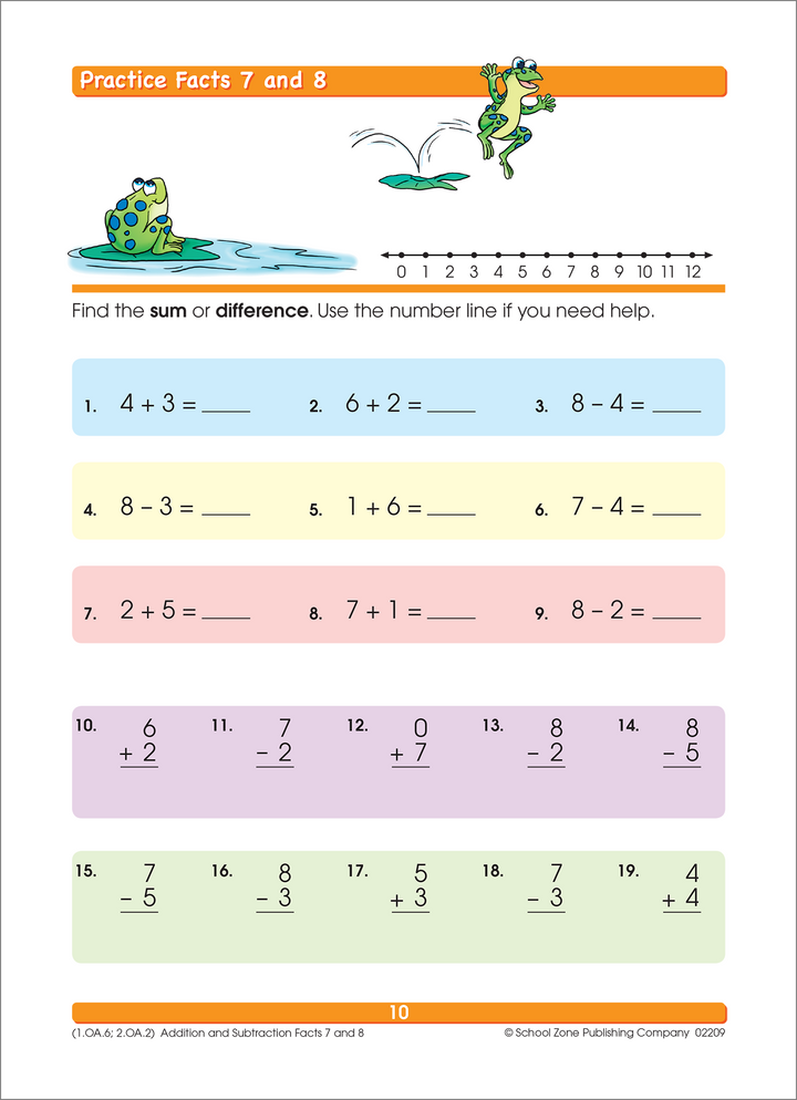 Addition & Subtraction 1-2 Deluxe Edition Workbook uses whimsical touches to make learning fun.
