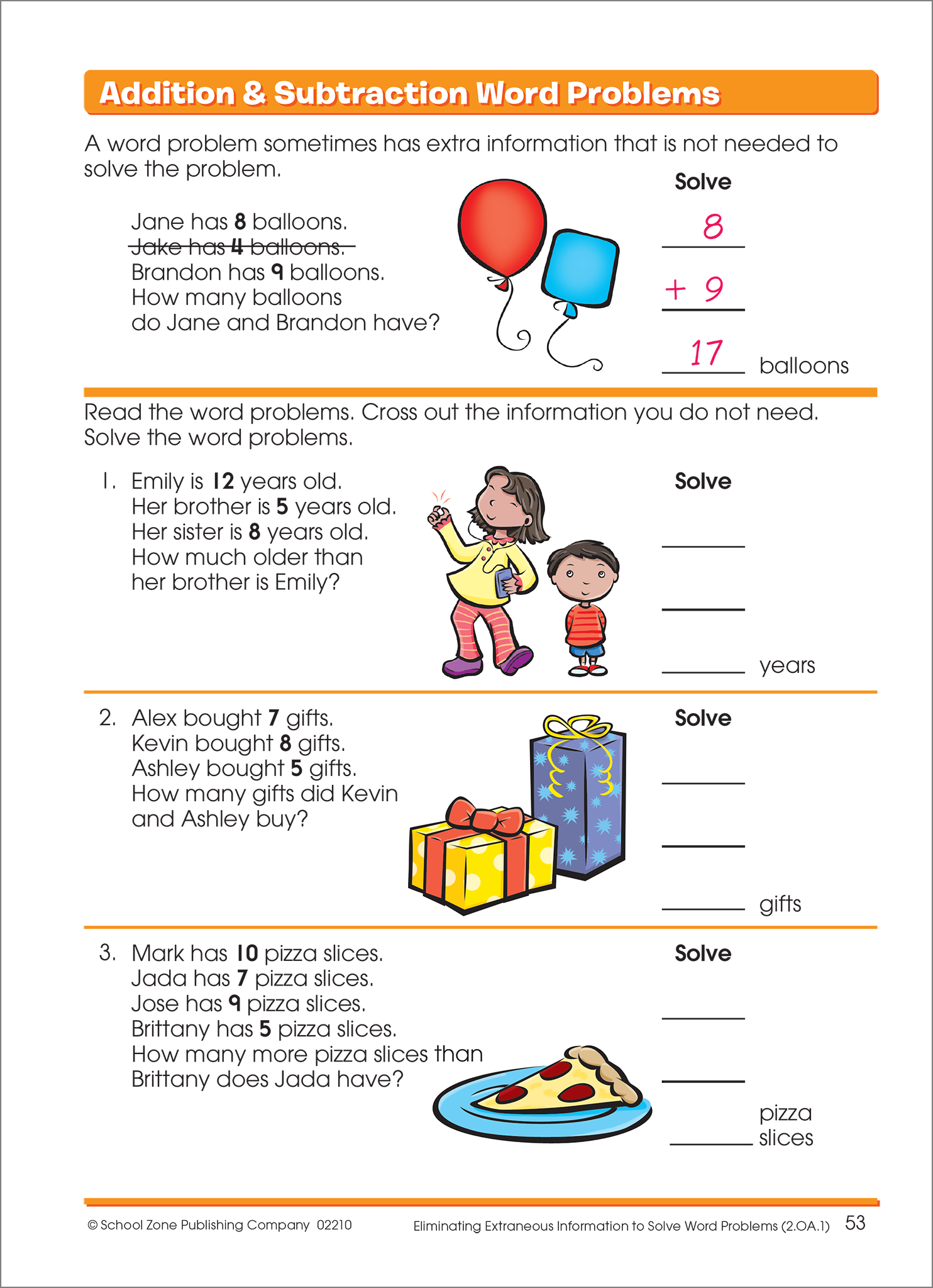 Interactive Word Problem Word Problems Workbook: Grades 1-2 Math - School Zone Website – School ...