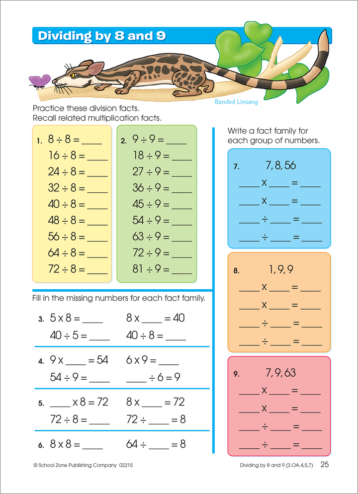 This Multiplication & Division 3-4 Deluxe Edition Workbook includes a variety of activities.