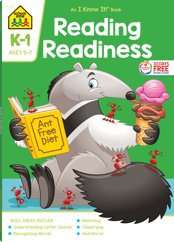 Getting little ones ready to read like the big kids is the goal of Reading Readiness K-1 Deluxe Edition Workbook.