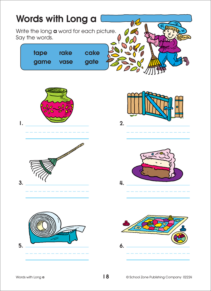 Letter-sound and word-object associations get reinforced with this Spelling Puzzles 1–2 Deluxe Edition Workbook.