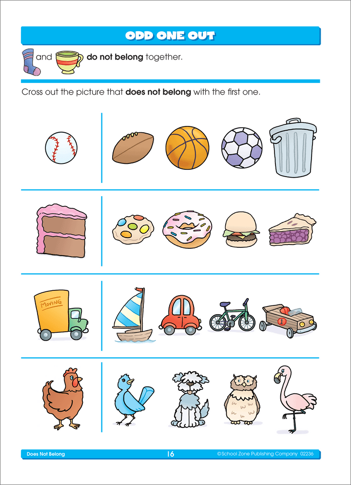 Young learners will learn to recognize when objects are similar with Kindergarten Basics Deluxe Edition Workbook.