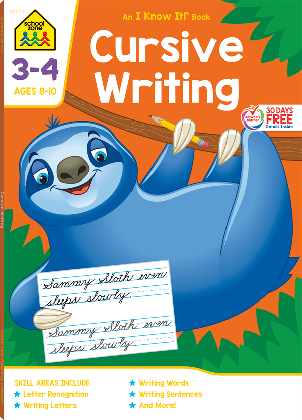 Cursive Writing 3-4 Deluxe Edition Workbook makes swirly, loopy writing fun!