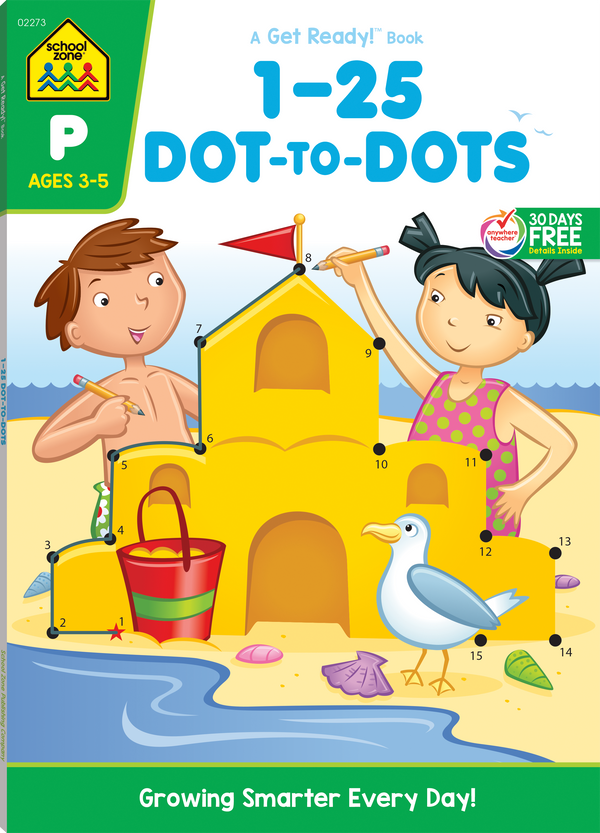 This 1-25 Dot-to-Dots Deluxe Edition Workbook offers hours of playful connect-the-dots skills practice.