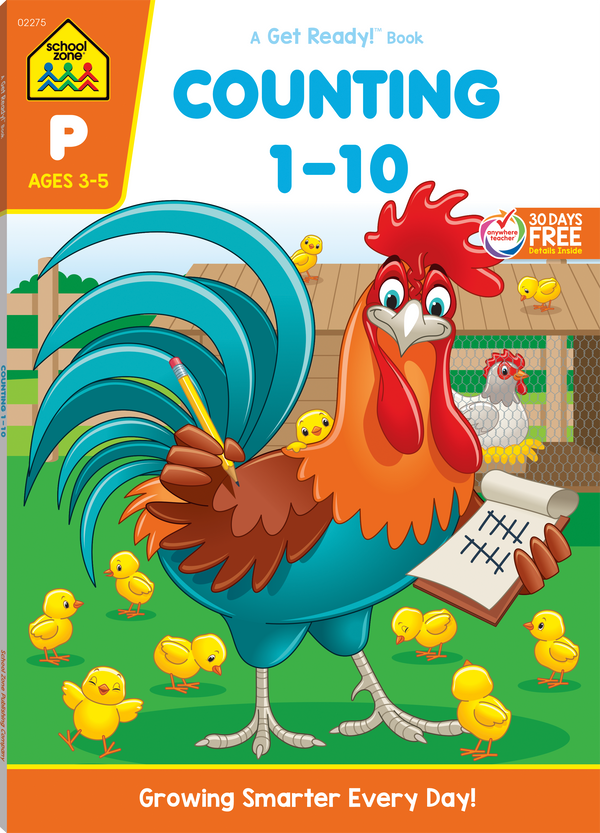 Cover to cover Counting 1-10 Deluxe Edition Workbook contains a colorful cast of characters who help teach numbers!