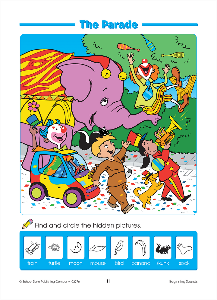 A colorful variety of learning activities in Beginning Sounds Deluxe Edition Workbook keep little ones busy.
