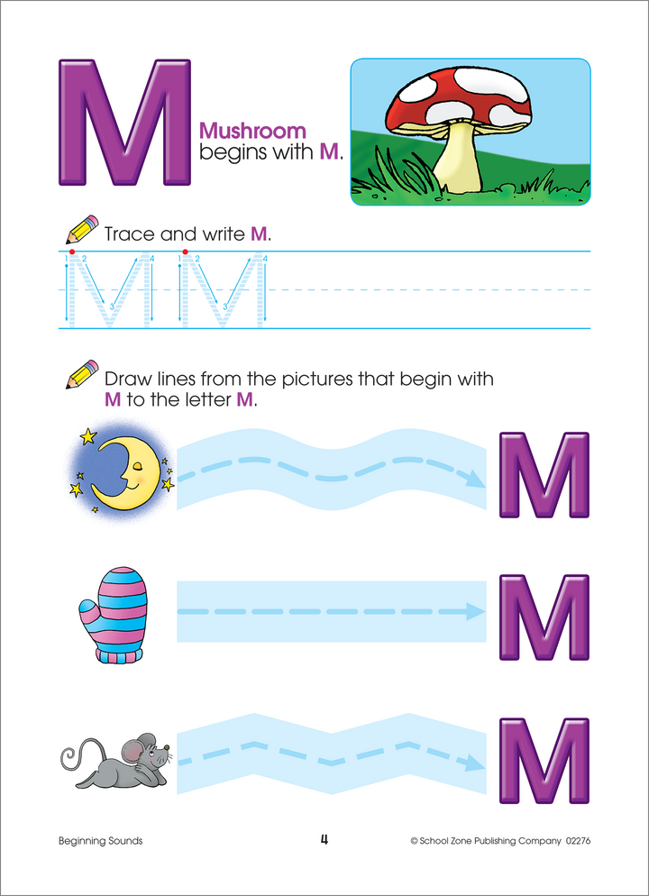 Little ones practice writing letters and reinforcing sounds with Beginning Sounds Deluxe Edition Workbook.
