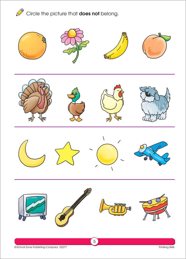 Thinking Skills Preschool Workbook – School Zone Publishing Company