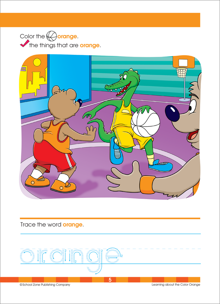 Cute critters and charming scenes in Colors & Shapes Deluxe Edition Workbook engage little learners.