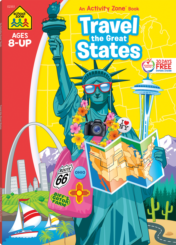 The entire family will learn and have fun with this Travel the Great States Deluxe Edition Activity Zone Workbook.