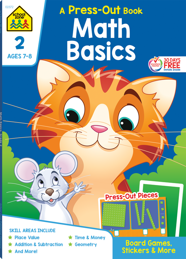 This Math Basics Press-Out Book for second grade, makes foundational math fun!
