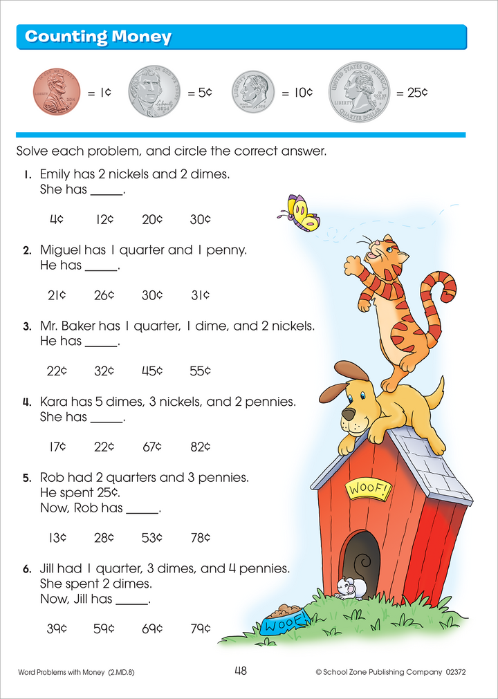 Math Basics Press-Out Book for second grade helps teach coin values.