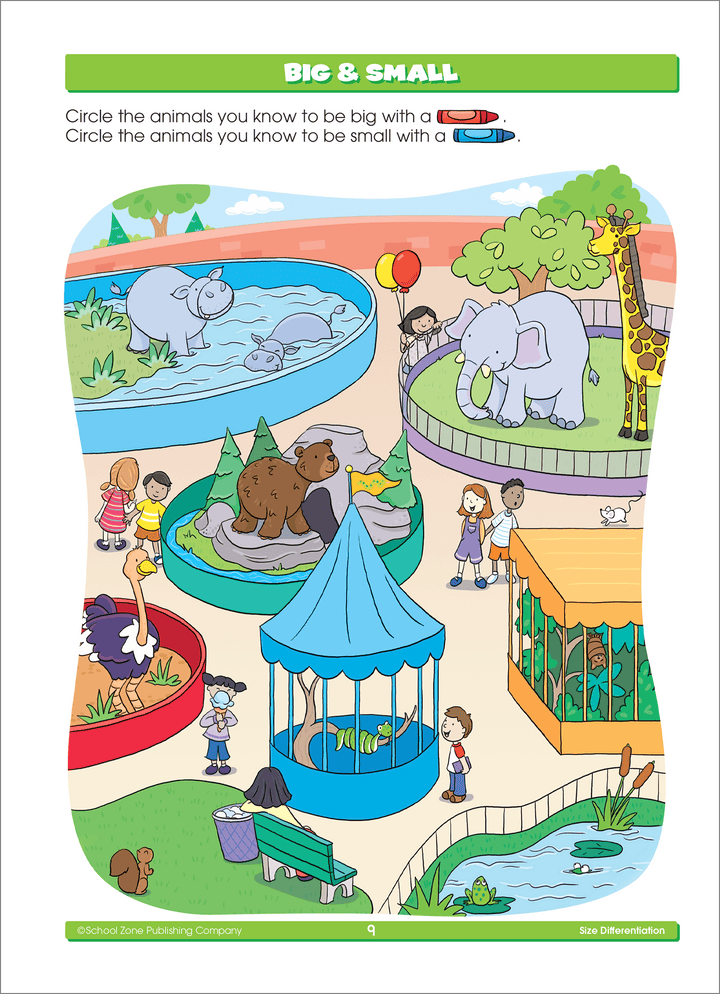 Super Deluxe Kindergarten Basics Workbook is packed with exercises involving fun illustrations.