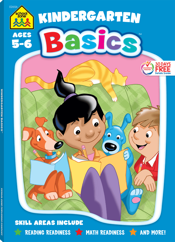 Super Deluxe Kindergarten Basics Workbook introduces new skills for kids who need a challenge.