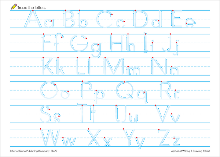 Alphabet Writing & Drawing Tablet gives great guidance and practice in printing letters.