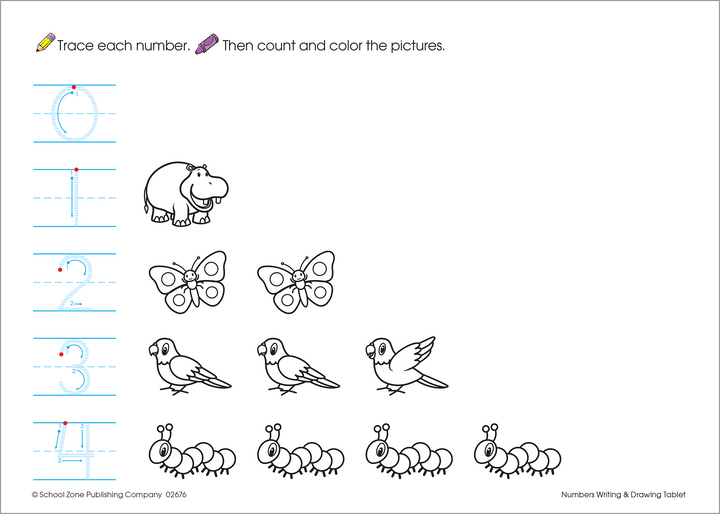 The activities in Numbers Writing & Drawing Tablet will help build counting and early math skills.