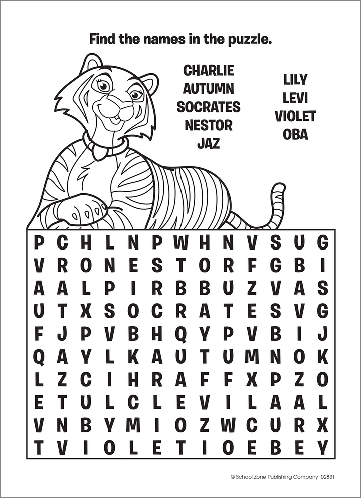 Charlie's Coloring Adventure even includes a word game using the character names.