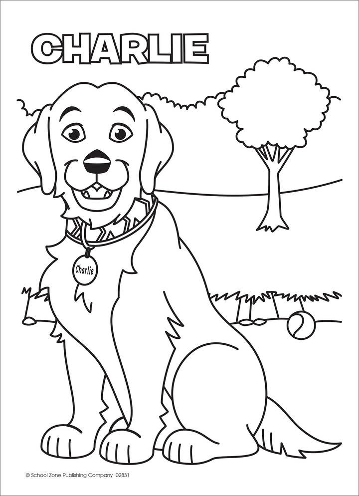 Charlie often leads learning adventures, and now coloring adventures too, in Charlie's Coloring Adventure!