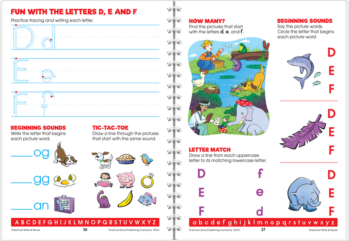 The activities in Preschool Write & Reuse Workbook will also sharpen hand-eye coordination and fine motor skills.