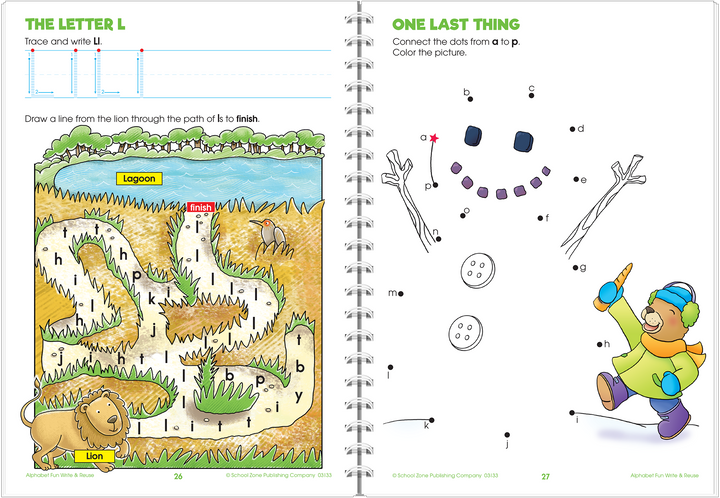 This Alphabet Fun Write & Reuse Workbook makes do-overs easy and builds confidence.