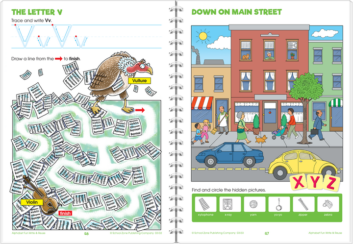 Bright, colorful activities in Alphabet Fun Write & Reuse Workbook will help boost focus and motivation.