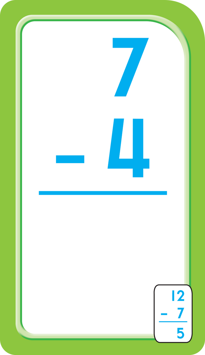 These Subtraction 0-12 Flash Cards are easy for little hands to handle!