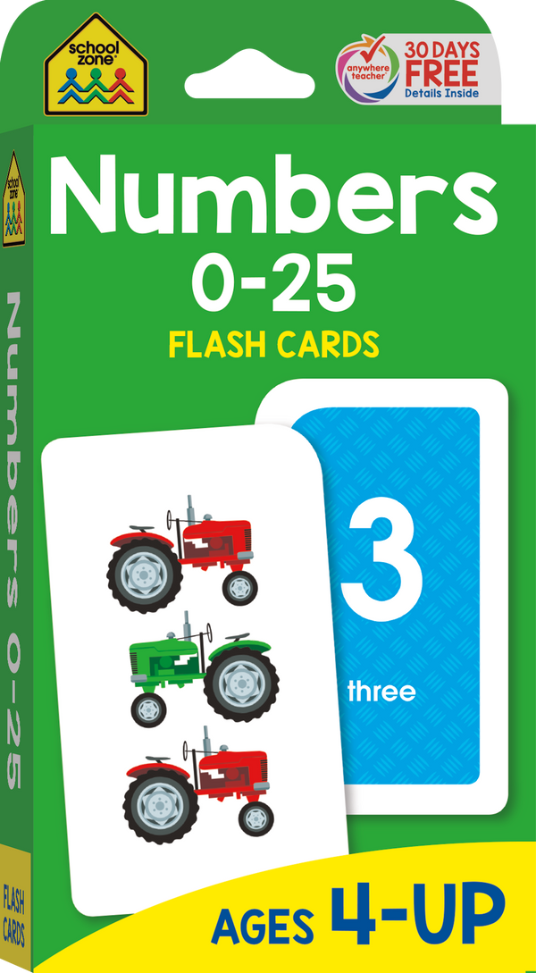 Little ones practice numbers and counting with Numbers 0-25 Flash Cards.