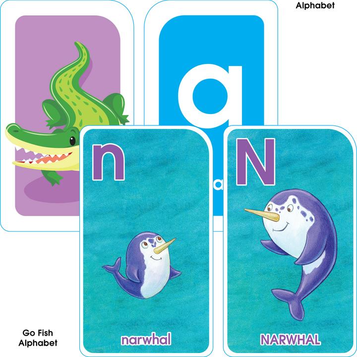 Colorful pictures throughout this Alphabet Flash Card 4-Pack make learning ABCs fun.