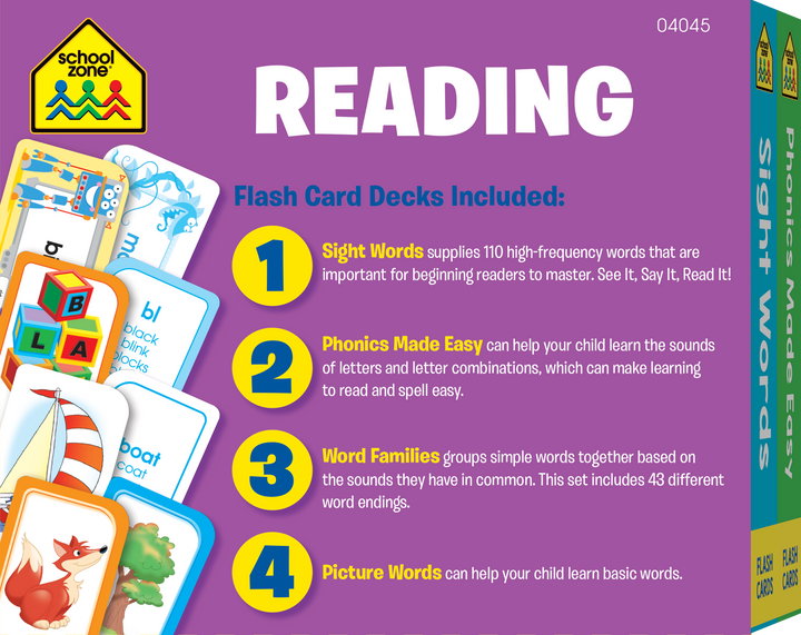 Learning is fun with this Reading Flash Card 4-Pack.