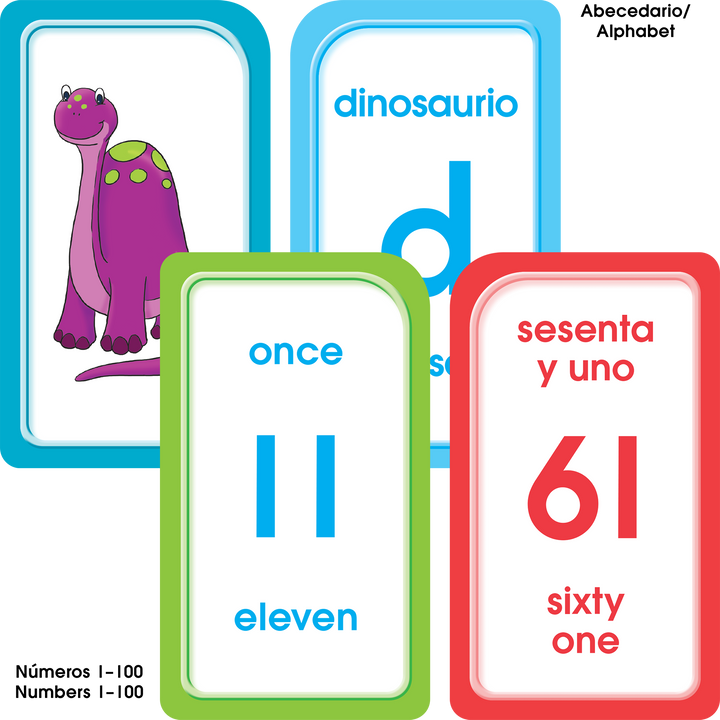 This Bilingual Flash Card 4-Pack will help teach essential readiness skills in two languages.