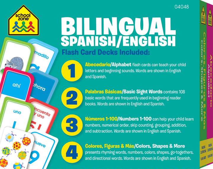 School Zone's Bilingual Flash Card 4-Pack will help children learn in Spanish and English.