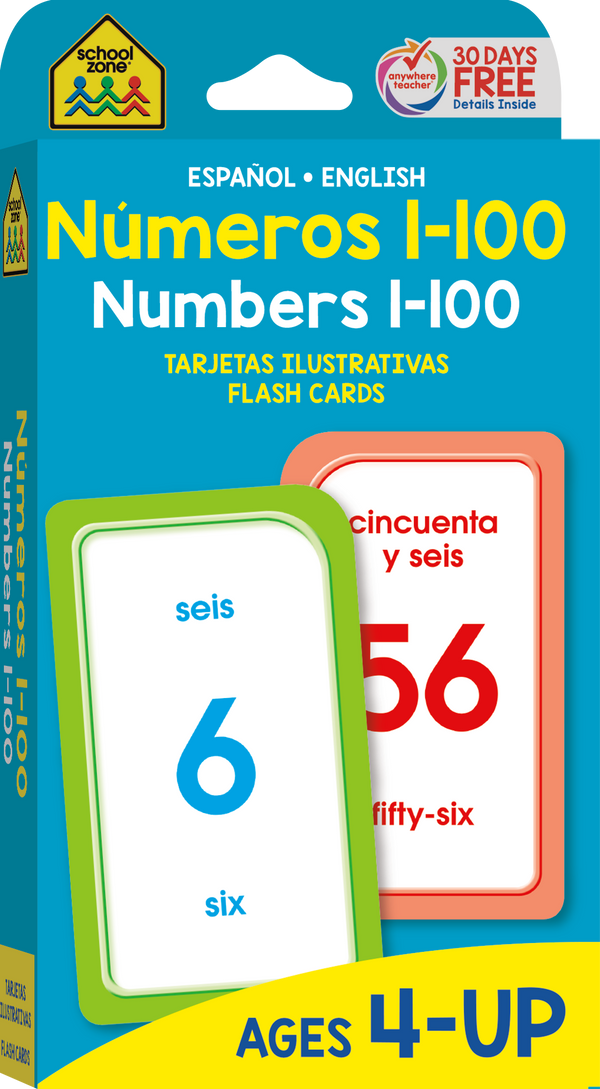 Practice counting in Spanish and English with Bilingual Numbers 1-100 Flash Cards.