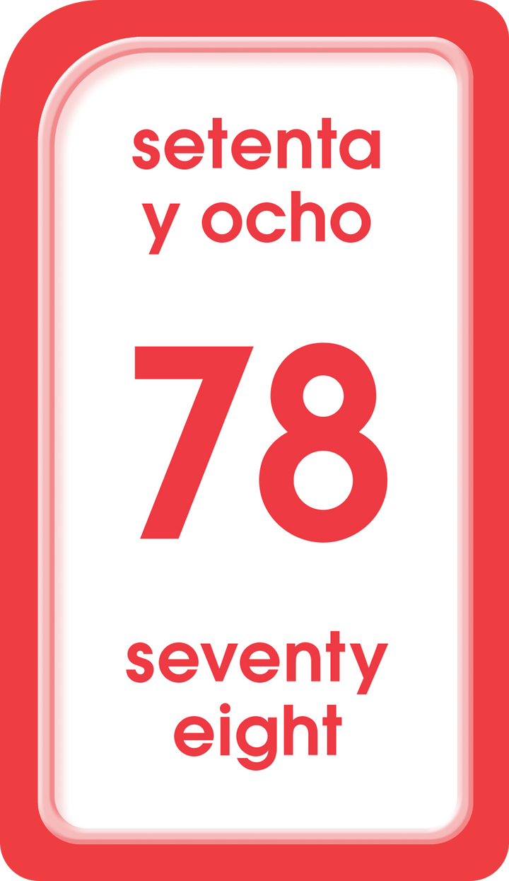 Bilingual Numbers 1-100 Flash Cards reinforce numbers both little and big.