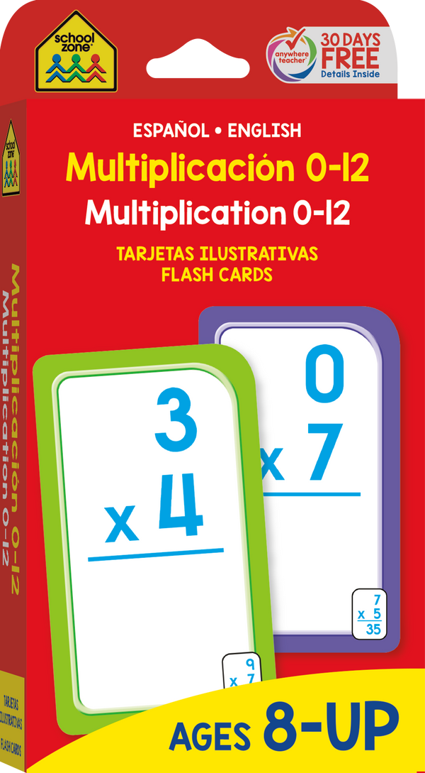 Bilingual Multiplication 0-12 Flash Cards helps kids learn multiplication in two languages!
