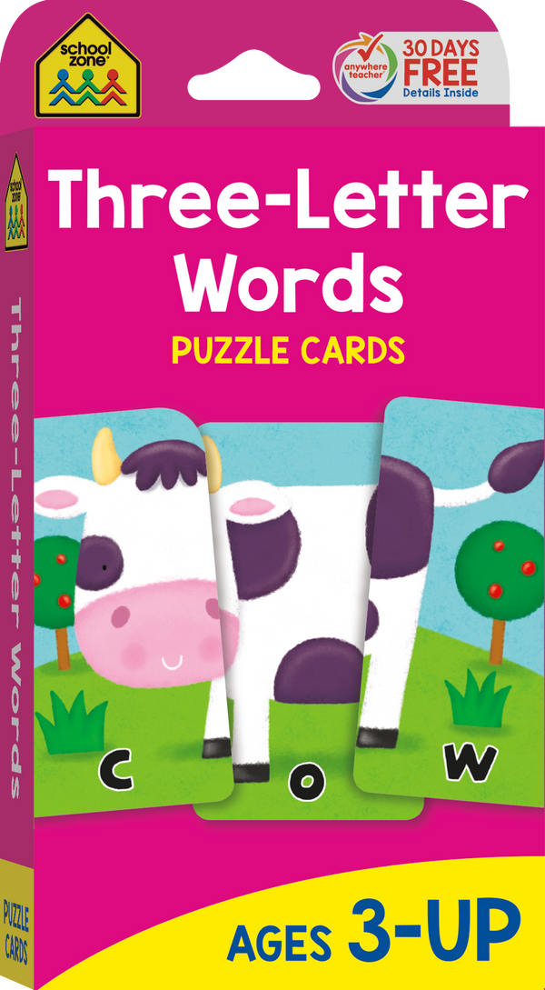 Three-Letter Words Puzzle Cards build word and picture associations. Ages 3 & Up