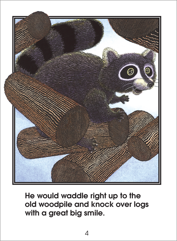 Repeated words, short sentences, and rhyming words in Raccoon on the Moon - A Level 3 Start to Read! Book help children advance their beginning reading skills.