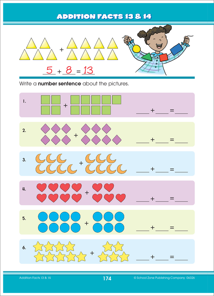 Find 320 pages of colorful activities for preschoolers and kindergartners in Big Math 1-2 Workbook.