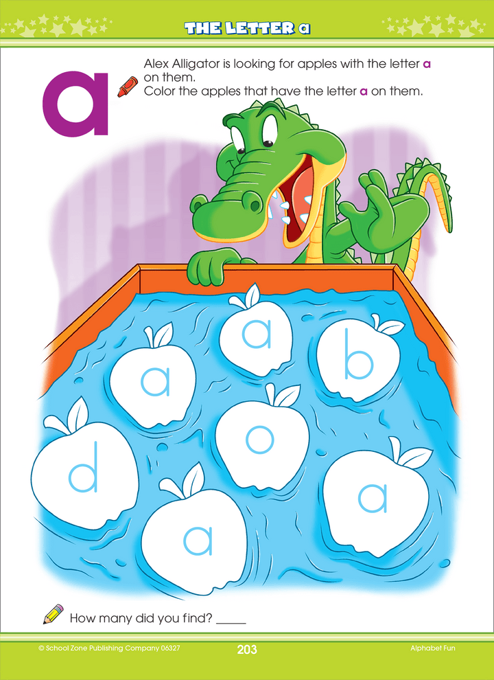 Bold, colorful illustrations make Big Alphabet P-K Workbook lots of fun for preschoolers and kindergartners.