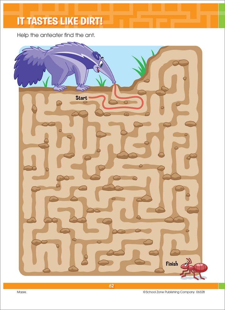 Charming illustrations and concepts make Big Mazes & More Workbook a big adventure.