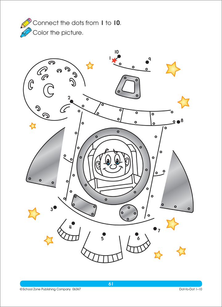 Preschoolers and kindergartners reinforce ABCs and 123s with Big Dot-to-Dots & More Workbook.